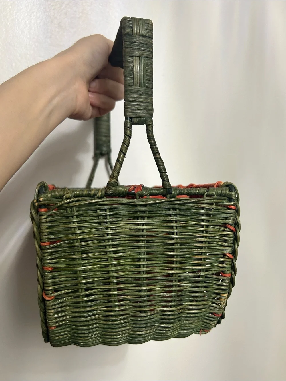 Vintage Wicker Watermelon Caddy Utensils Basket